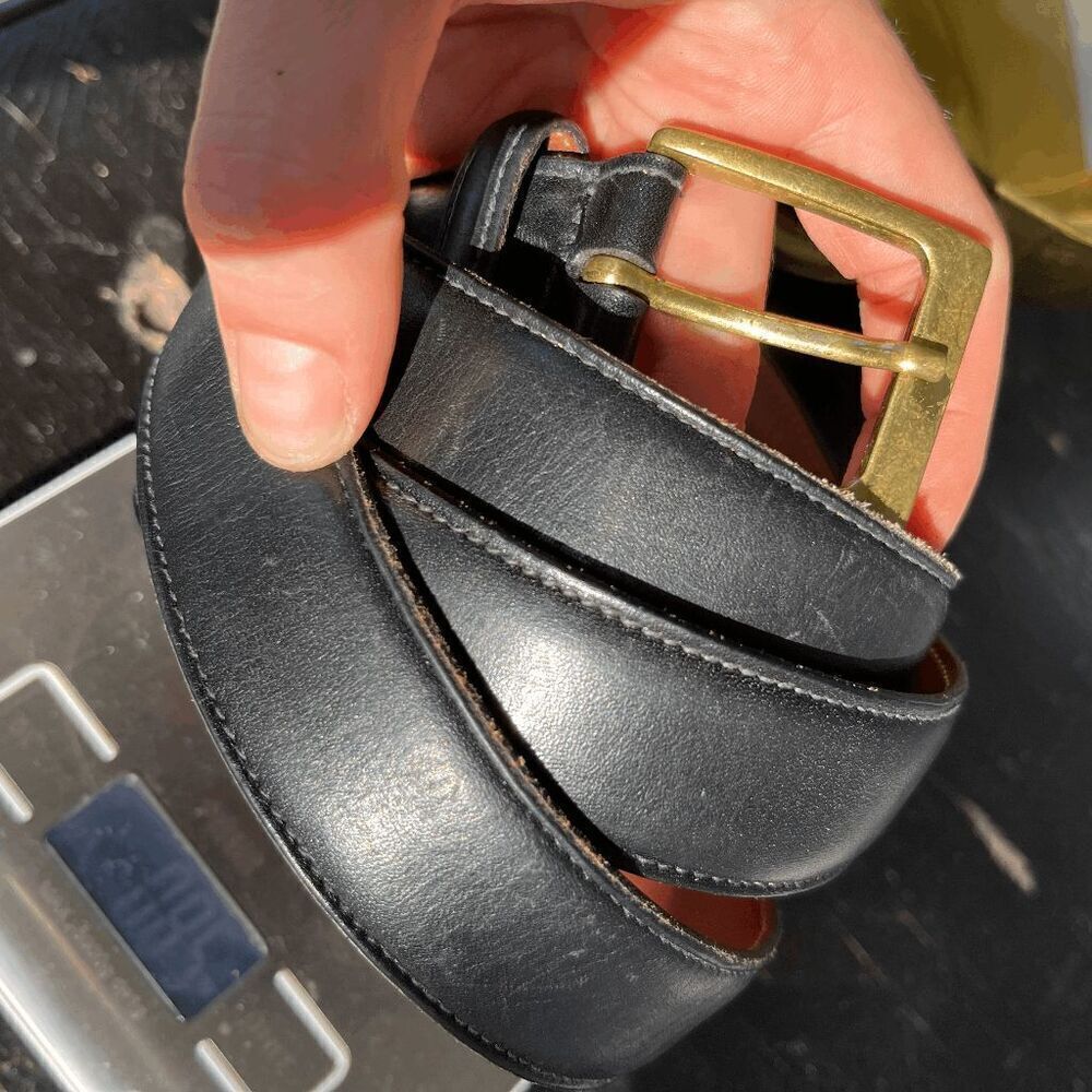 TRAFALGAR Cortina Black Leather Belt with Solid Brass Buckle - 42/105